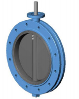 Фланцевый дисковый поворотный затвор Ру10 – корпус и диск из ковкого чугуна – с голой осью