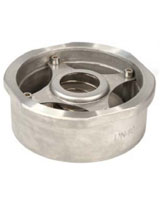 Wafer type axial non-return check valve with spring