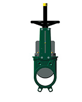 Válvula de guillotina estándar – cuerpo fundición  – guillotina en acero inoxidable 304 – controlada por volante