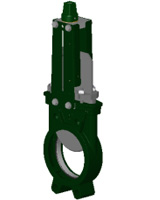 Válvula de guillotina estandar – cuerpo fundición  – guillotina en acero inoxidable 304 – controlada por cuadradillo sobre actuador no ascendente