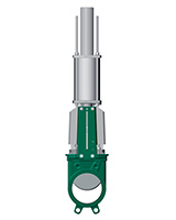 Válvula guillotina  estandar – cuerpo fundición  – tajadera inox 304 – controlado por actuador neumatico simple efecto