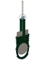 Válvula de guillotina estandar – cuerpo fundición  – guillotina en acero inoxidable 304 – controlada por reductor manual