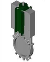 Rising-stem knife gate valve with ISO mounting plate for electric actuator