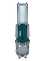 Knife gate valve with double-acting pneumatic actuator