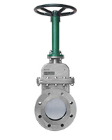 Bolted bonnet knife gate valve with handweel stainless steel body – wafer type pn25
