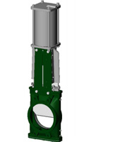 Válvula guillotina bajo silo con actuador neumatico doble efecto
