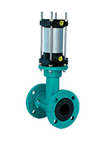 Flanged Pinch Valve with double acting pneumatic actuator