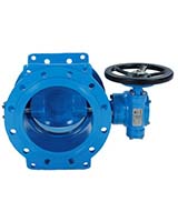 Double eccentric wet shaft type butterfly valve TECWAT PN25 with gear box