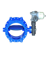 Vanne à papillon à double excentration arbre humide PN25 type TECWAT à moteur BERNARD