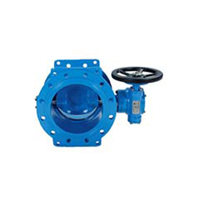 Double eccentric wet shaft type butterfly valve TECWAT PN40 with gear box