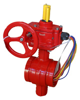 Vanne à papillon embouts rainurés à réducteur manuel – Incendie