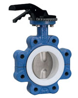 Lug type butterfly valve – Stainless steel disc – PTFE sleeve – handle