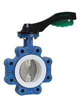 Butterfly valve TECFLON – ductile iron body with handle – lugged type