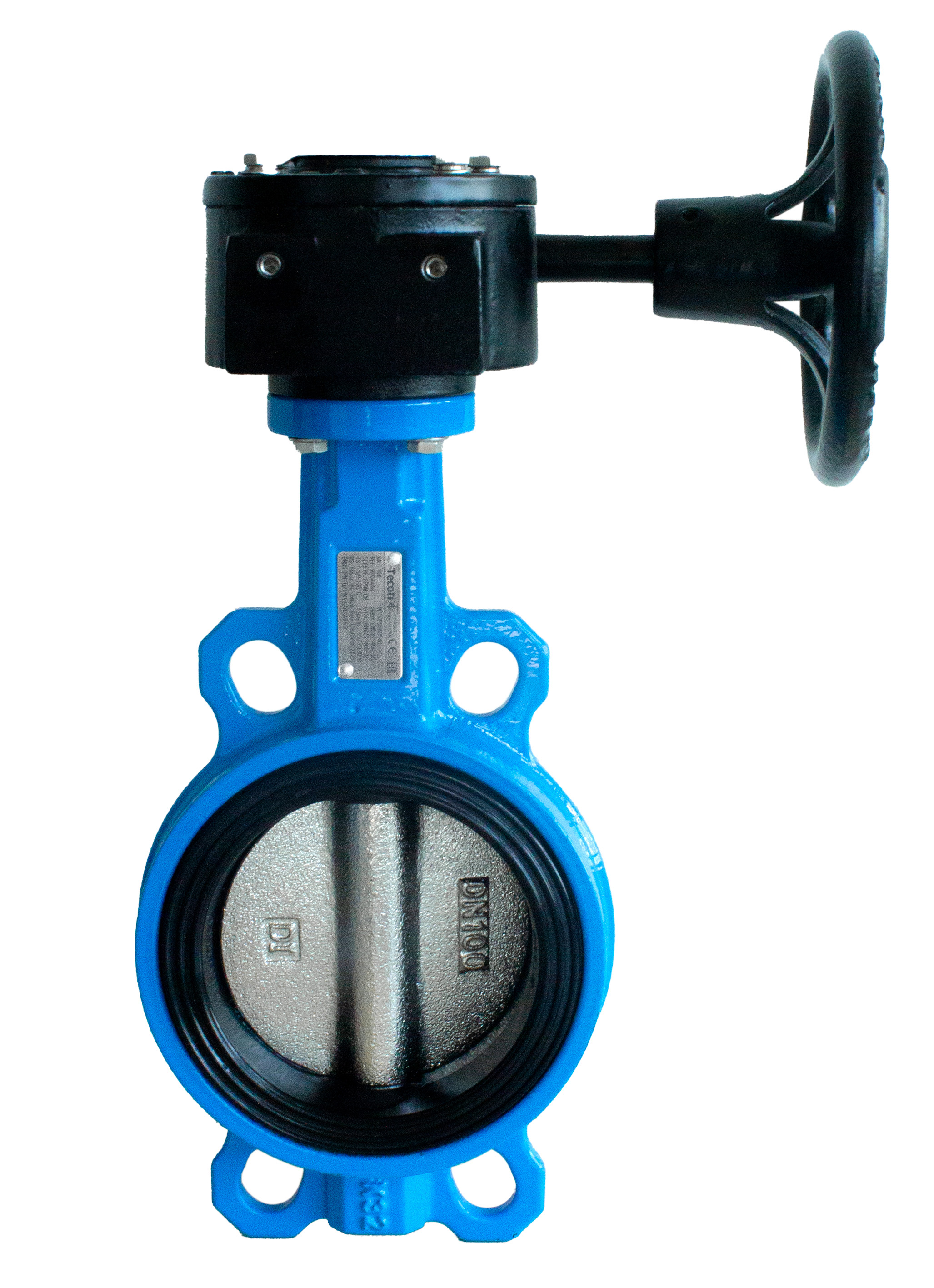 Vanne à papillon entre brides PN25 – corps et papillon en fonte GS – EPDM CH – commande par réducteur manuel